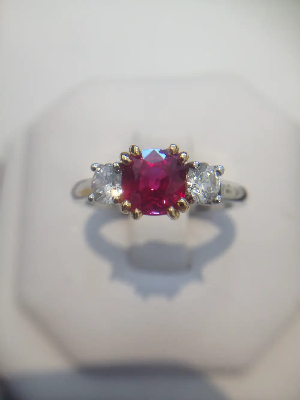 Gemstone setting in progress at the atelier