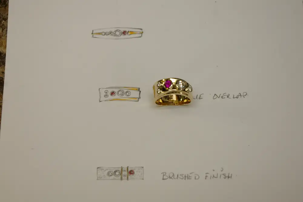 Proposed designs and the finished ring